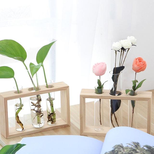 Glass and Wood Terrarium Hanging Vase