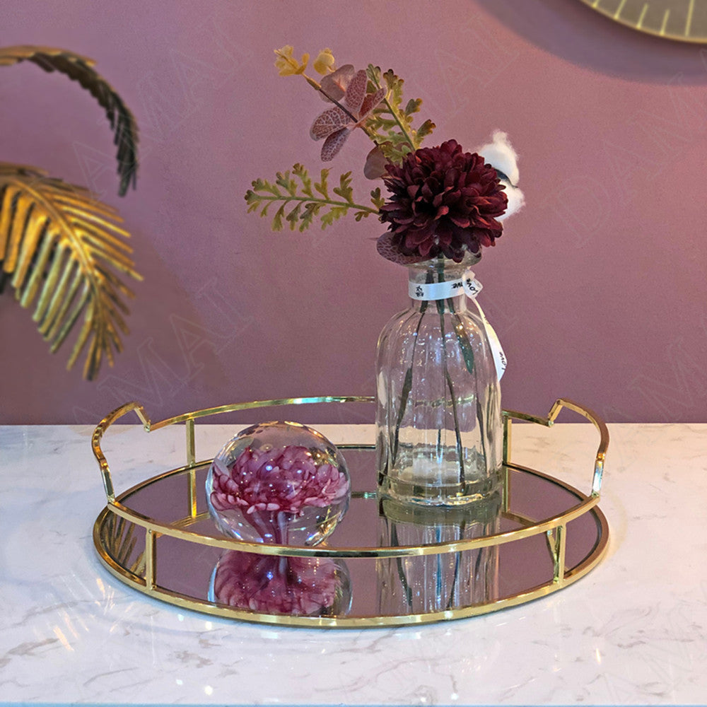 Gold-Plated Mirror Cosmetic Organizer